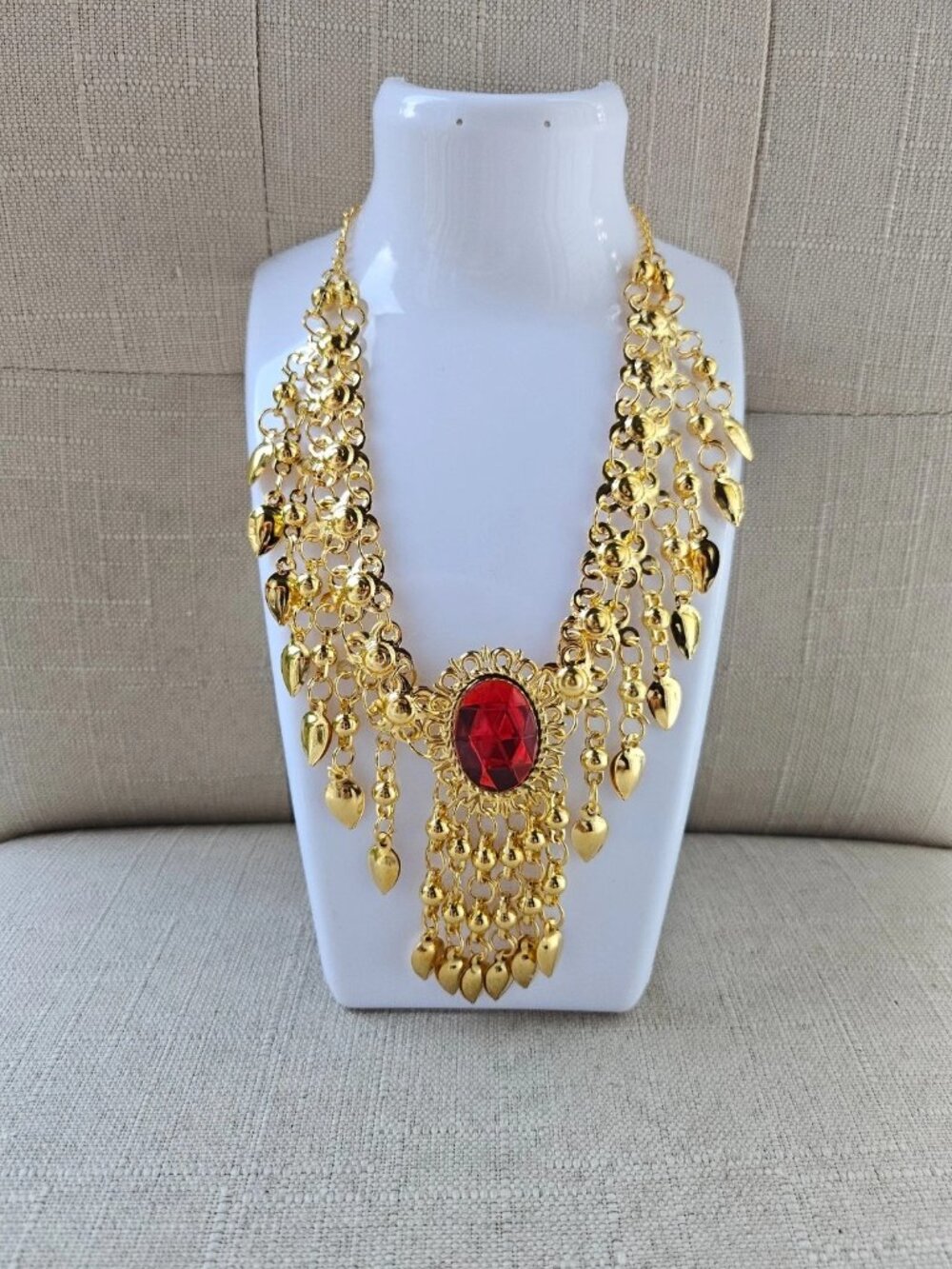 Women Forehead Jewelry Arabic Traditional Necklace Gold Tone Fashion Jewelry - Picture 4 of 11